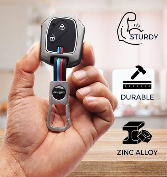 Metal Alloy Key Cover Compatible with Honda Accord, City, Civic, Brio, Mobilio, Jazz, Amaze, BR-V 2 Button Remote Key with Keychain (Type M1).