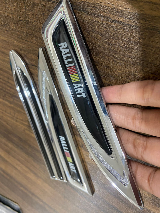 2Pcs Rallieart and 2Pcs Carbon Trin Logo Car Metal Emblem Badge Sticker Side Fender Decal Car Accessory