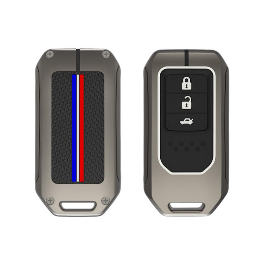 Caroxygen Metal Silicon Key Cover Compatible with Honda City, Civic, ,Elevate, Jazz, Amaze, CR-V, WR-V, 3 Button Smart Key
