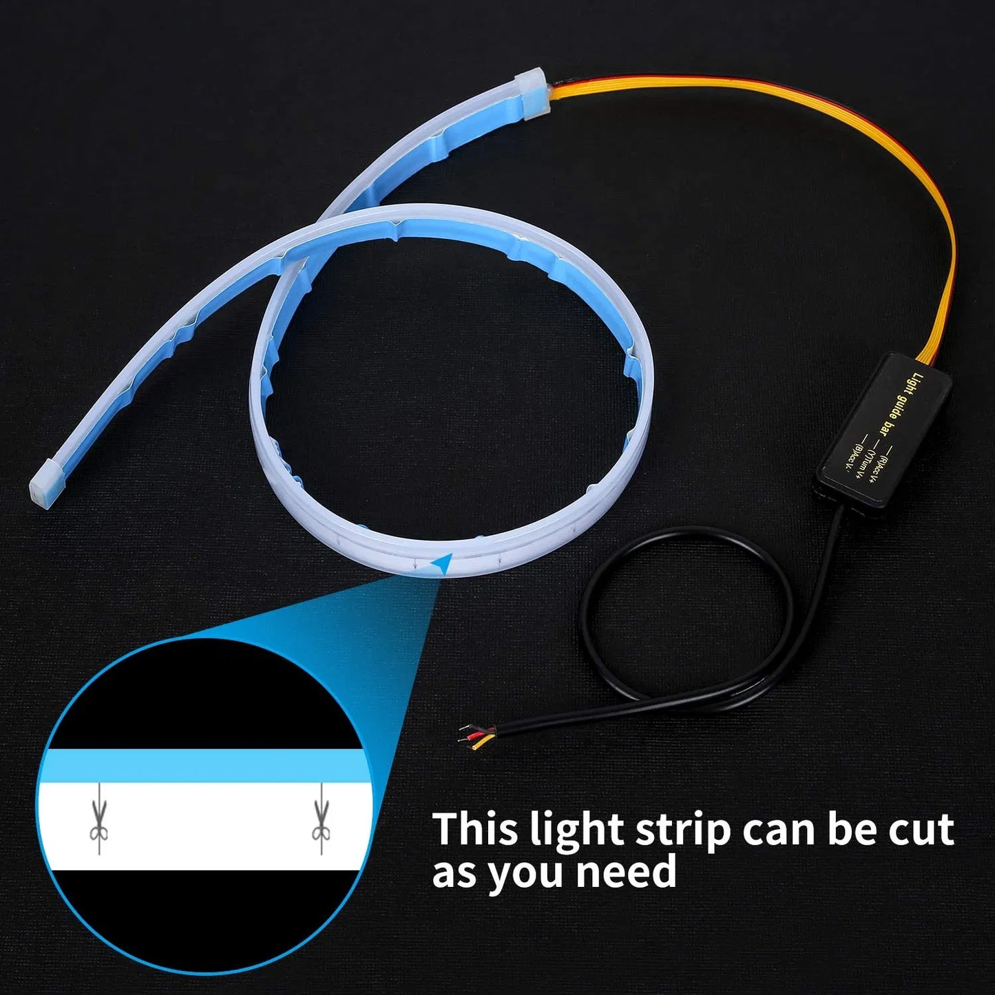 Caroxygen Flexible Car Led Light Strip, Dual Color 2 Pcs 60 Inches DRL LED Headlight Surface Strip Tube Light Daytime Running White & Amber Waterproof Switchback Sequential Lamp Turn Signal Light