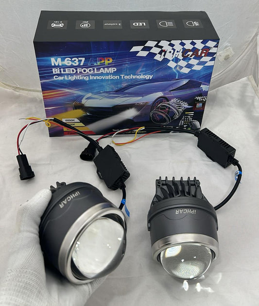 🔥IPHCAR M637 APP 3.0 Inch Bi-LED Fog Lamp Projector Light (3000K + 4800K + 6000K) | 9-18V | IP67 Waterproof | Universal Car Fit | Set of 2