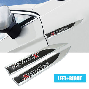 2Pcs Sports Logo Car Metal Emblem Badge Sticker Side Fender Decal Car Accessory