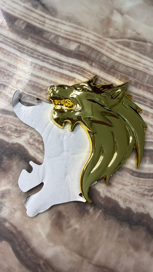 Caroxygen 3D Metal Wolf Emblem for Cars, Bikes & SUVs, Premium Gold Right Wolf Logo Sticker, Waterproof Self-Adhesive Metal Badge Decal, Universal Exterior Accessory