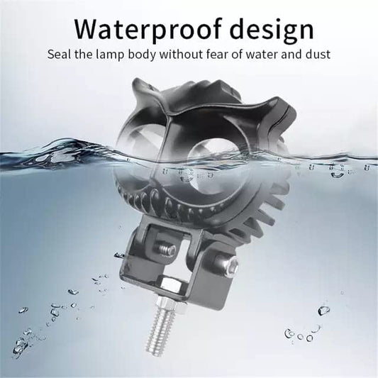 Double Additional Round HJG Owl Fog Lights 12V, 40W Chrome, Dual Tone, 2 Eye 2 in 1 Spot Light with Flood Light, Yellow & White, for Bike, Car, Thar, Jeep (Original 1pc)