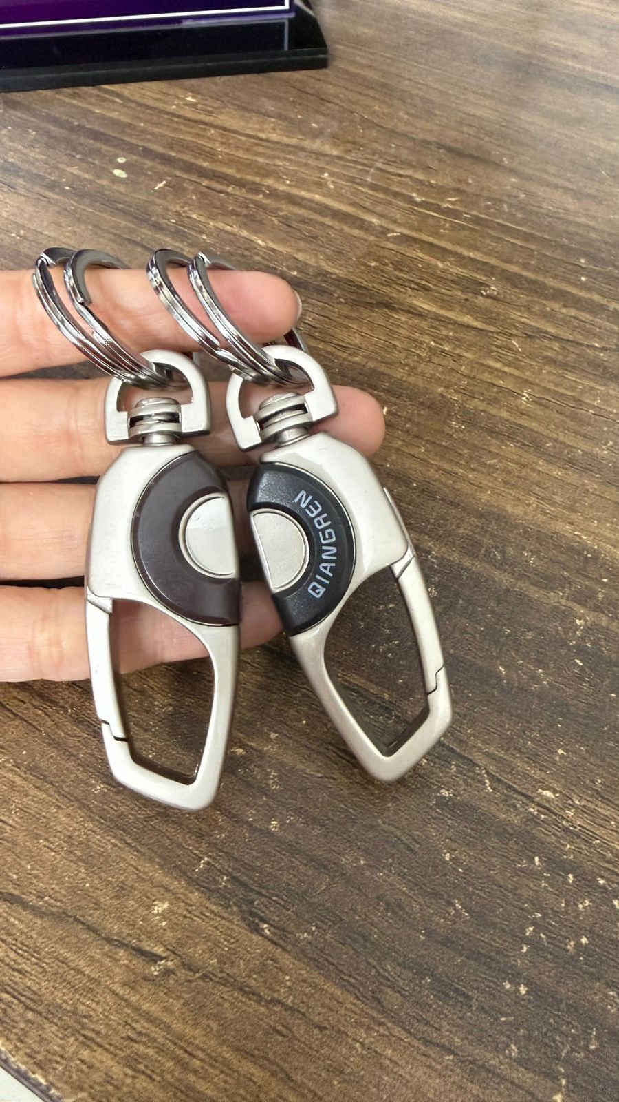 Caroxygen Premium Metal Car Keychain with Spring Hook – Stylish & Durable Key Holder for Car, Bike & Home Keys (Silver & Black)