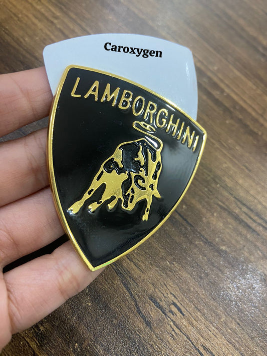 Car Emblem Logo for Lamborghini Metal Logo Decorative Car Badge Stickers Waterproof Car Styling Body Emblems Car Parts,Gold-M