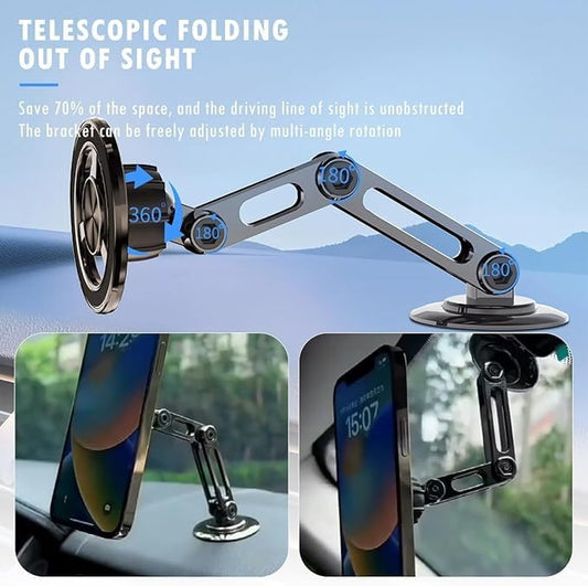 CarOxygen Fit for Magsafe Car Mount Long Adjustable Arm Magnetic Phone Holder for Car 360° Rotation Magnetic for iPhone Dashboard Cell Phone Mount for iPhone 15 14 13 12 Pro Max (Black)