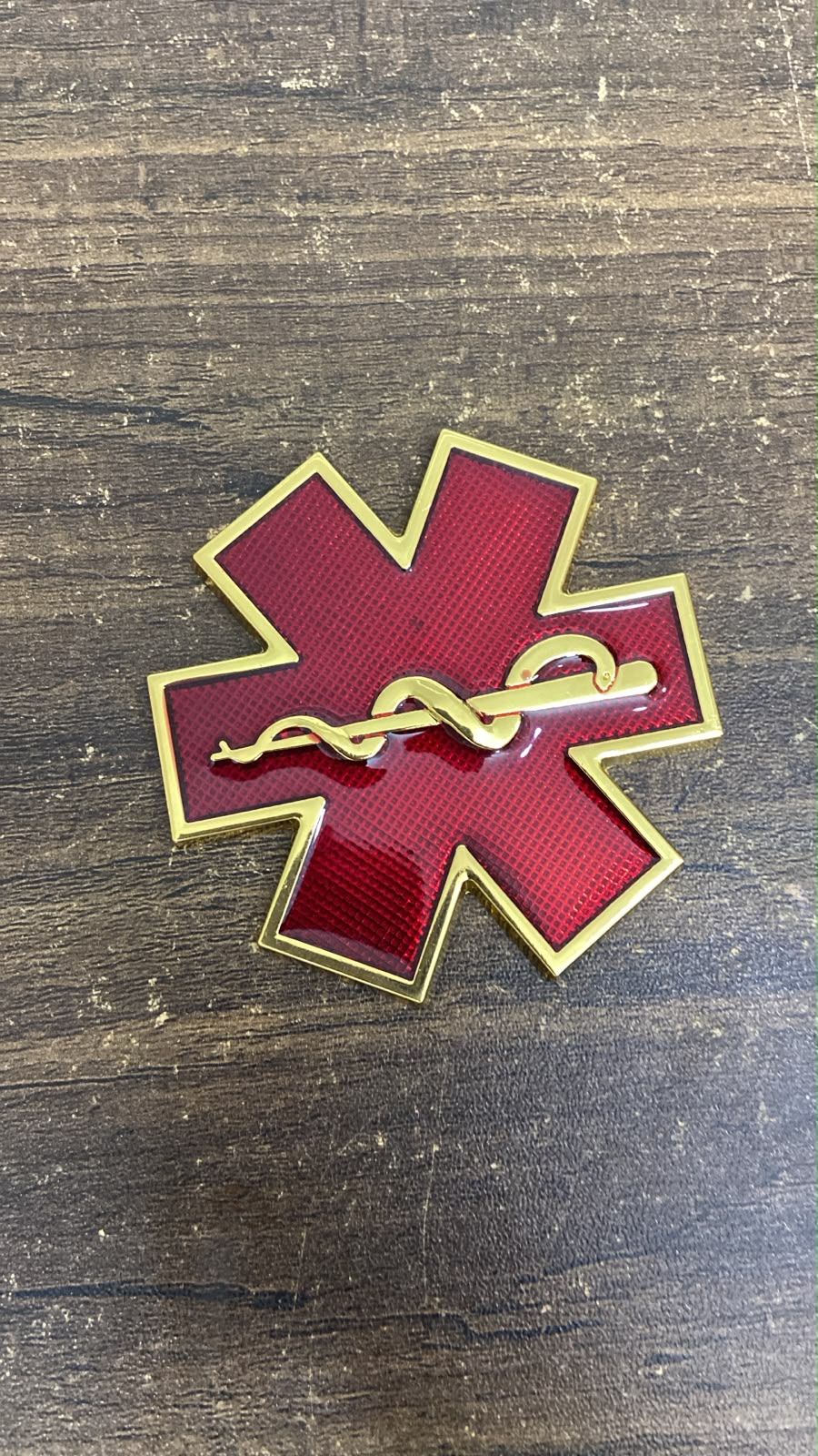 Medical Star of Life Metal Car Badge Emblem 3D Red & Gold Reflective Sticker