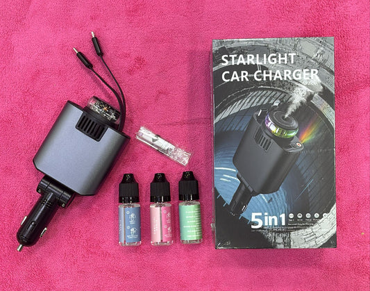 5 in 1 Starlight Car Charger with Perfume Diffuser & Fast Charging (45W)