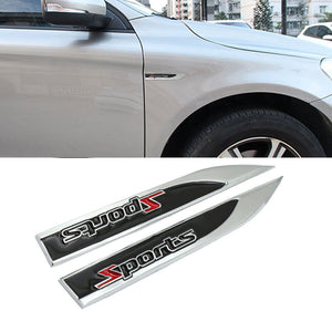 2Pcs Sports Logo Car Metal Emblem Badge Sticker Side Fender Decal Car Accessory