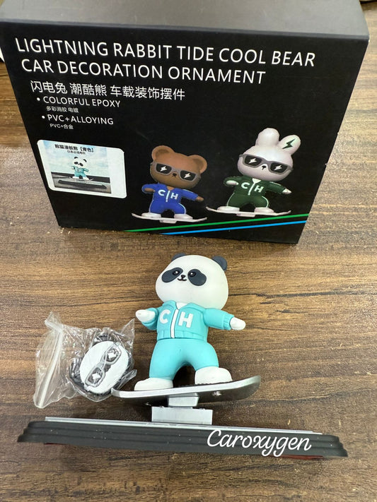 New Car Ornament - Skateboarding Bear Car Decor,Funny Skater Bear Car Interior Decoration Dashboard Ornament.