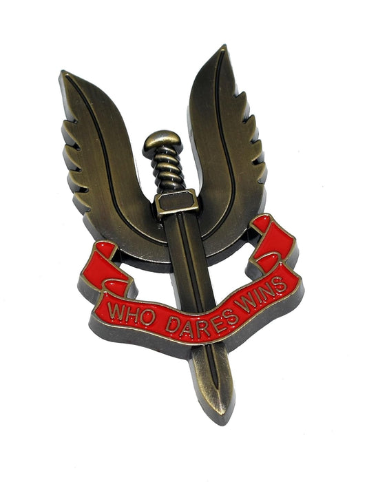 3D Metal Chrome SAS Who Dares Wins Car Trunk Fender Emblem Badge Decal Sticker for All Cars, Bikes, Metal (Gun Metal)