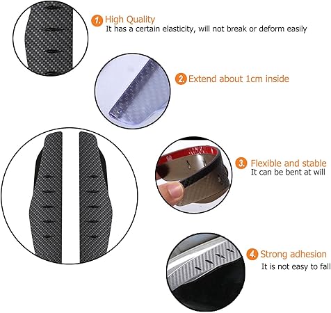 2Pcs Car Rear View Mirror Rain Visor Guard, Carbon Fiber Side Eyebrow, Waterproof Auto Smoke Universal for Cars, Truck and SUV (Black)