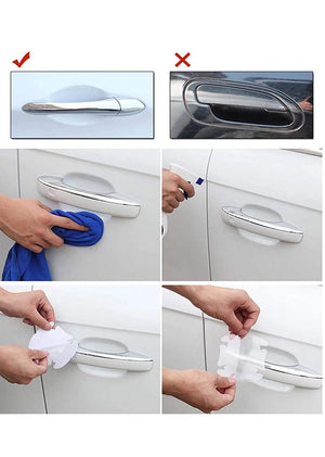 Door Handle Guard Sticker & Paint Protection for All Cars (Grey Finish) - Transparent