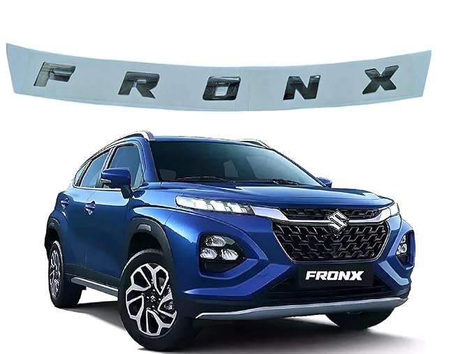 Caroxyen Fronx Car 3D Bonnet Letter Alphabets Names Logo, Chrome, Emblem Sticker for Maruti Suzuki Fronx, Car Monogram with Adhesive, Silver, Pack of 1,