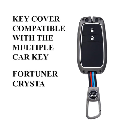 Metal key cover for Toyota Innova Hycross | Fortuner | Hilux | Innova Crysta | Fortuner Legender | Land Cruiser | Suzuki Invicto Smart Key (2 Button)