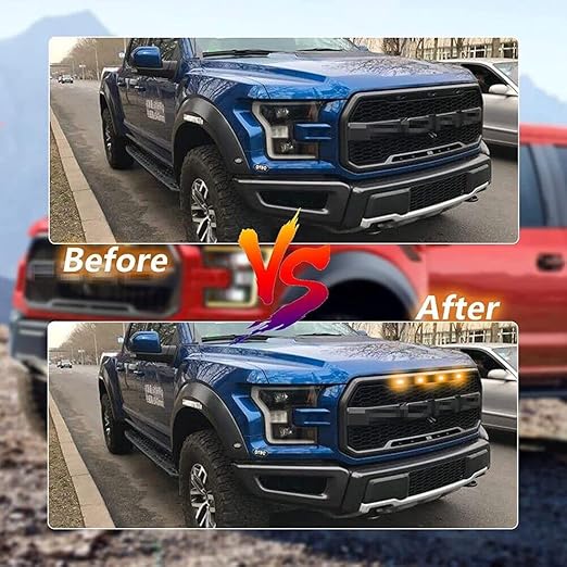 Car Grille LED Light – Universal Waterproof DRL Decorative Grill Lamp for SUV, Jeep, Pickup, Off-Road & Cars (Amber/White/Blue Options)