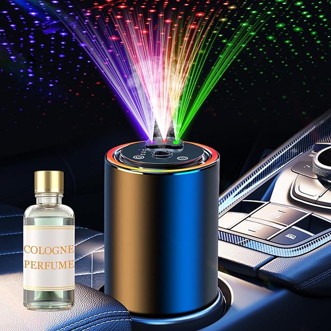 Smart Car Air Freshener, Car Air Freshener Diffuser with 3 Color Starry Sky Projection, Cars Scent Diffuser with RGB Music Syncing Light, 3 Mode