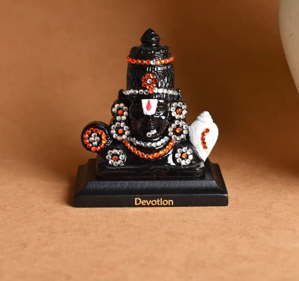 Tirupati Balaji Idol | Lord Venkateswara Idol (ID-84) Black Gold Metal Statue for Car Dashboard | Home Décor | Mandir Pooja Murti | Temple Puja | Office Table Showpiece