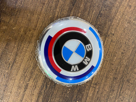 Car Craft 50th Anniversery Edition Logo Emblem Badge Compatible with BMW 12345 6 7 Series X1 X3 X4 X5 X6 X7 Z4 Jahre 50th Anniversery Jahre Edition Logo Emblem Badge Steering Logo 45mm