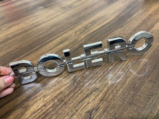 Bolero CAR Emblem Monogram/logo/Badge/Decals/3D/sticker ABS Plastic Colour (Silver,Chorme) Pack of 1 -(24 CM)