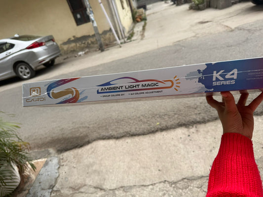 Cardi k4 Series (Without Voice Control) - All Car LED Atmosphere Ambient Lighting Kit Interior Strip Light 16 Million Colors 5in1 with 6 Meters Fiber Optic Multicolor RGB Wireless Bluetooth APP Remote Control