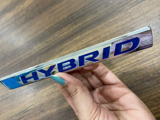 Silver Hybrid Logo Emblem HEV Sport Badge Metal Sticker Car Side Fender Decal