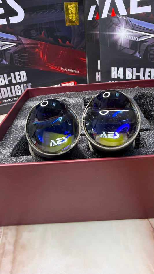 AES Experience Bi-Laser H4 Turbo SE Projector Lens Bi-LED Headlight | 60W Full Upgrade | High Brightness Car/Motorcycle Light