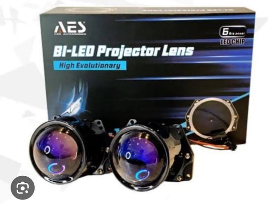 AES UX-1 3 50W" with TRI-COLOUR Projector Lens Blue Len 6000K Automotive Headlight Universal Bi-led Projector Lens