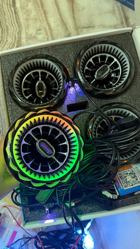 CARDI K4 ACVENT Ambient Light 8IN1 for New Mahindra Thar. (NEW EDITION 2025 MODEL)3W LED Turbine AC Vent Light |(1 Year Warranty).New Design-Black-01