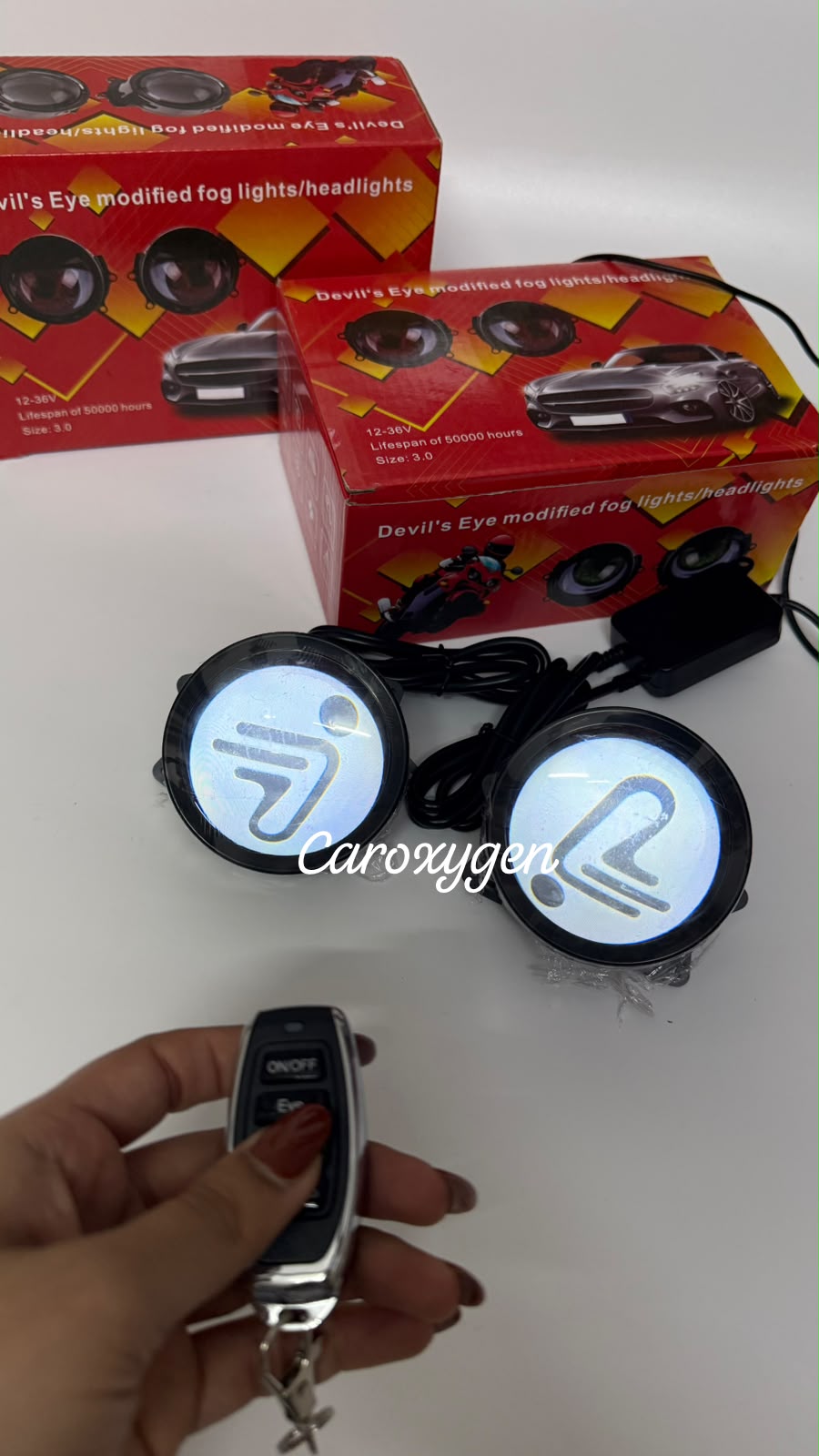 Car Oxygen Devil's Eye LED Projector Fog Lights