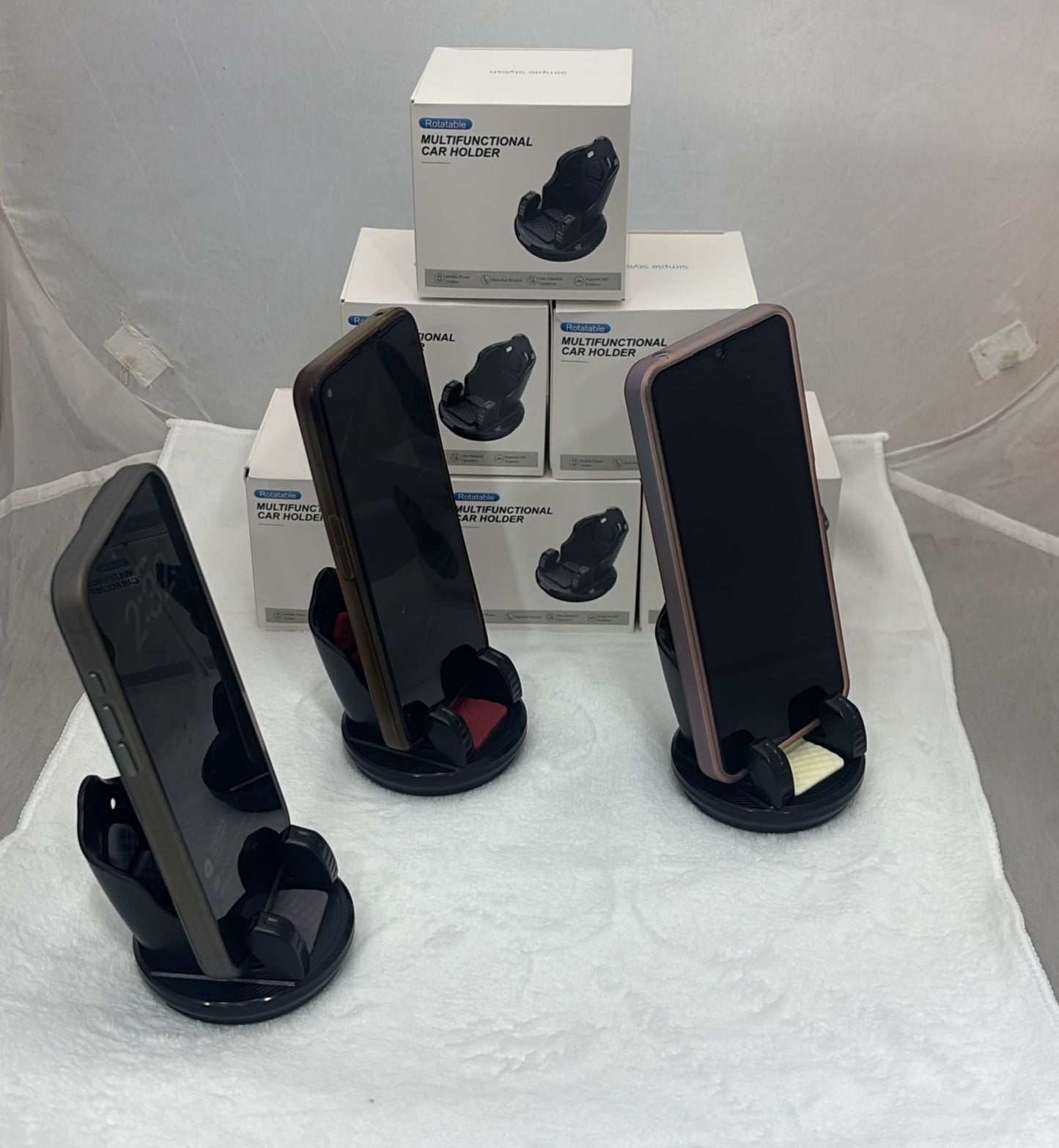 Rotatable Multifunctional Car Mobile Holder | 360° Adjustable Dashboard Phone Stand | Universal Smartphone Mount for Car Size-79x79x72mm