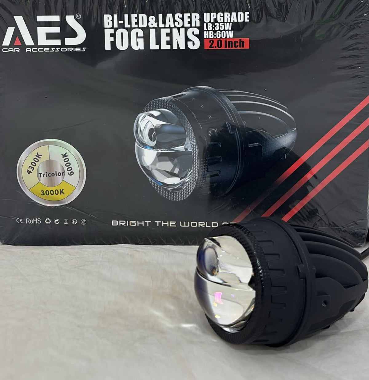 AES 2-Inch Bi-LED & Laser Upgrade Fog Lens – 35W Low Beam / 60W High Beam, -(1 Year Warranty)