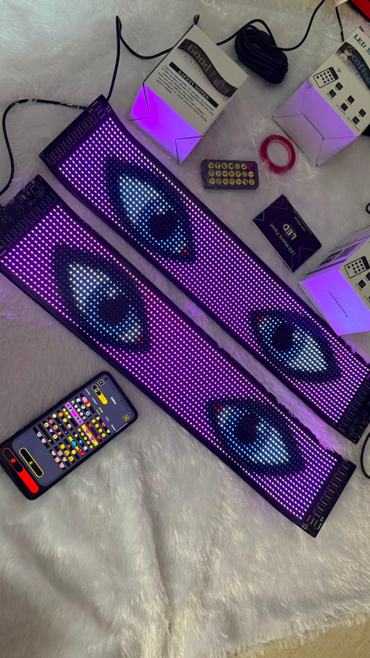 Caroxygen RGB LED Matrix Display Panel for Car Windshield | Bluetooth APP Control | Programmable Scrolling Text, Emojis & Animations