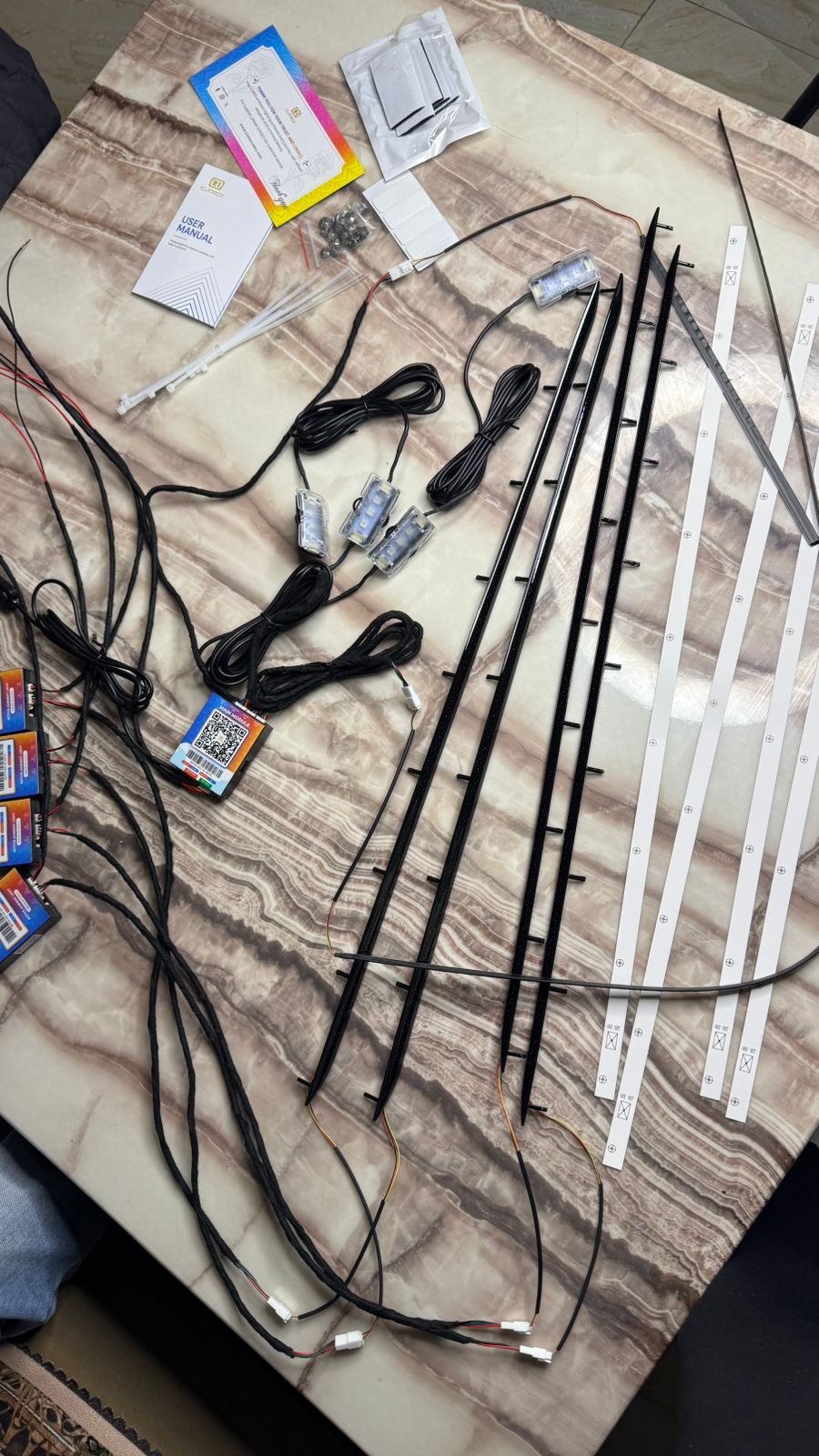 CARDI K5/K6 Magic Black Trim 10 In 1 LED Car Ambient Lights By App Control Strip Light Guide Decoration Atmosphere Lamp. TRIM SIZE EACH 70 CM