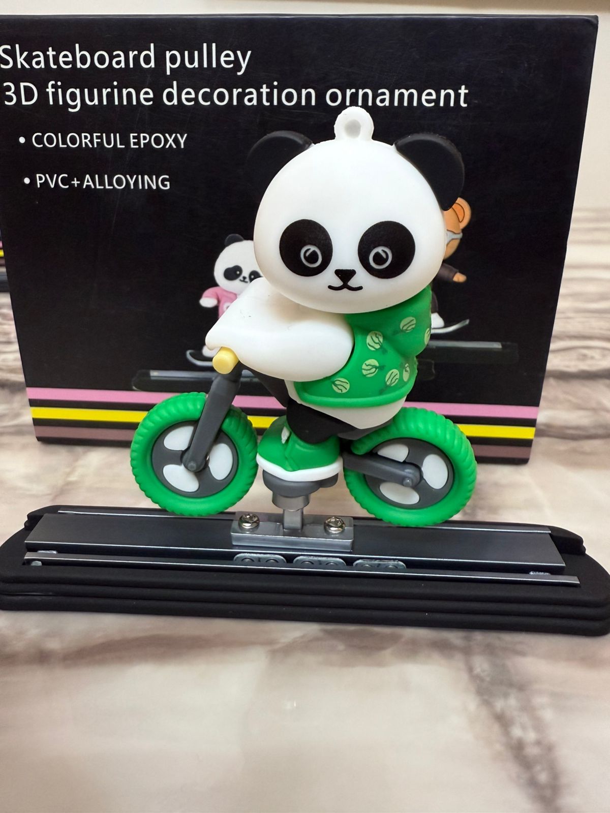 Ubxvamm Cycling Panda Car Ornament,Funny Sliding Moving Panda Car Dashboard Decorations Center Console Screen Toy