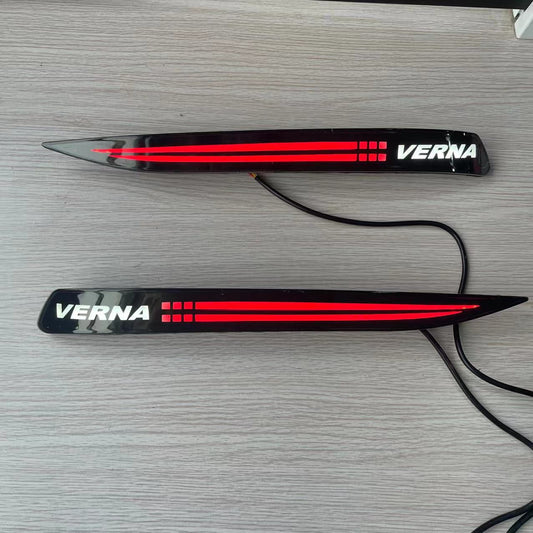 Rear Bumper LED Reflector Light compatible for Verna 2021 22 with Matrix Indicator (Smoke & Red ) set of 2