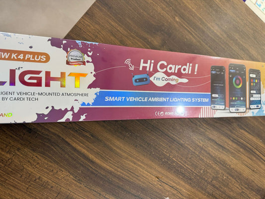 Cardi k4 Series With Voice Control - All Car LED Atmosphere Ambient Lighting Kit Interior Strip Light 16 Million Colors 5in1 with 6 Meters Fiber Optic Multicolor RGB Sound Active Wireless Bluetooth APP Remote Control