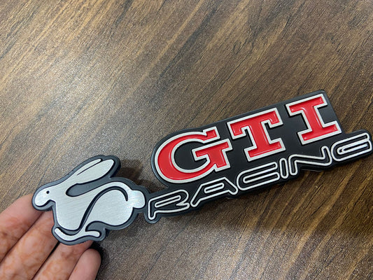 3D Laxury Volkswagen VW Golf GTI Logo GTI Metal Logo GTI Racing Body Side Emblems GTI Racing Badge GTI Fender VW Running Rabbit GTI Logo for All Volkswagen VW Cars