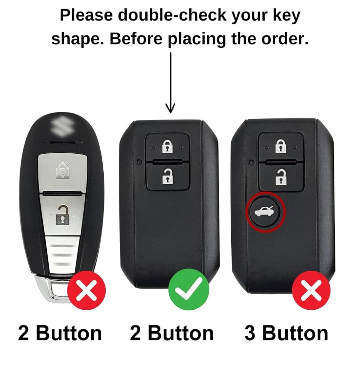Metal Keycover for Suzuki Swift, Dzire, Ertiga, Grand Vitara, Celerio, Brezza, Fronx, Jimny, Ignis, Urban Cruiser, Rumion, Hyryder, E-Vitara 2 Button Smart Key with Keychain (Type M1).