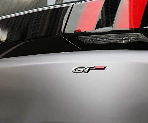GT Emblem 2017 2018 2019 2020 Car Sticker Side Badge Emblem Sticker Logo Badge Line Decorative Cover Trim (Silver)