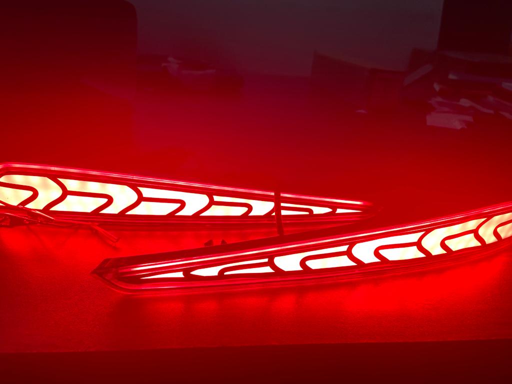 Rear Fog Light Reflector DRL Matrix Type Compatible for Hyundai New i20 Car Fancy Lights (Red)