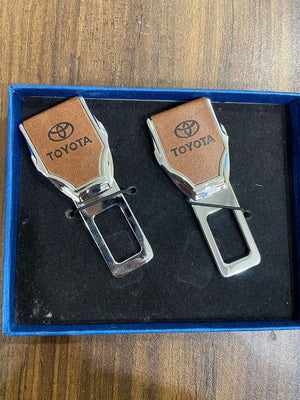 CAR SEAT BELT BUCKLE LEATHER PROTECTIVE COVER (2PCS) with Logo