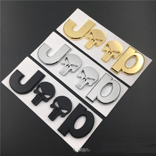 3D Metal for JEEP Skull Logo Premium Car Side Fender Rear Trunk Emblem Badge Sticker Decals for Chrysler JEEP Gold
