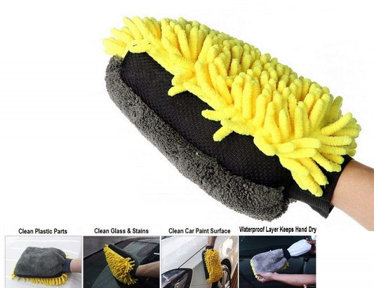 Microfiber Chenille & Glass Cloth Mitt, 1 Piece 800 GSM , Multi-Purpose Super Absorbent and Perfect Wash Clean with Lint-Scratch Free Cars, Window, Kitchen, Home Dusting!