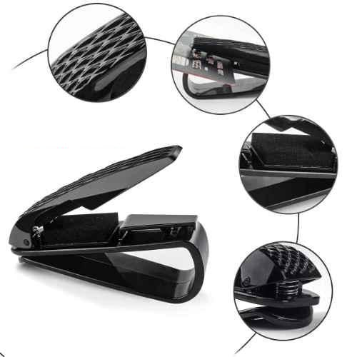 Carbon Fiber Look Sun Visor Sunglasses Clip Holder – Universal Car Interior Accessory