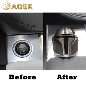 Mando Style Universal Car Engine Start Stop Button Cover Anti-Scratch Push Start Button Protective Cover 3D Cool Car Interior Accessories
