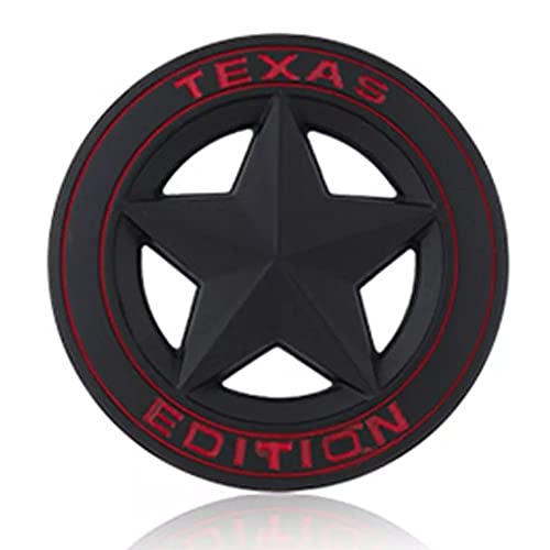 Star Texas Edition Logo 8 x 8cm Car Bike Metal Star Texas Edition Logo Car Emblem Texas 3D Badge Auto Racing Sport Sticker Grand Tourer Decal (Silver RED Star Texas Edition 3D Sticker)