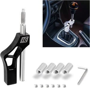 Adjustable Shift Extension Shifter Knob with Adapters Stainless Steel Height Lever Extension Gear Shifter Extender Kit for Manual Shift Knob