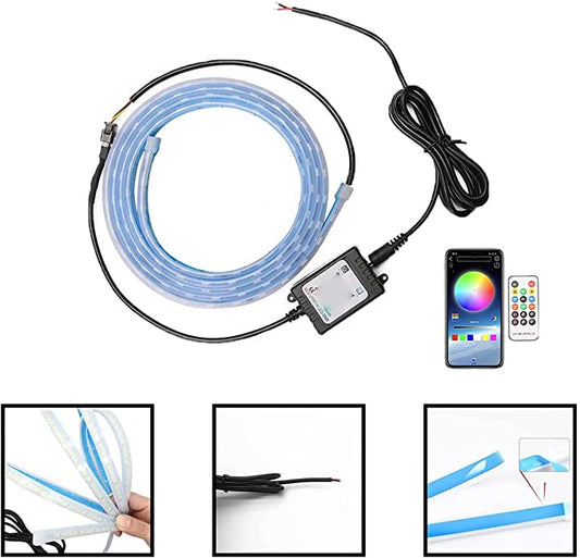 Car Led Lights Exterior Car Hood Light Strip 46 inch (1.8M) Multicolors 12V 108 LEDs Daytime Running Light for SUV, Truck, APP & Remote Control Car Engine Cover Decoration Headlight 1Pcs